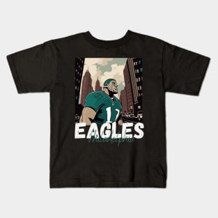 Philadelphia eagles football player graphic design cartoon style beautiful artwork Kids T-Shirt